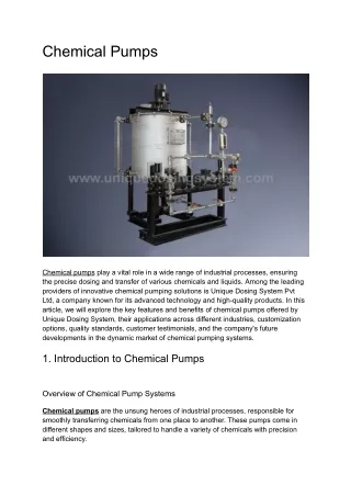 Chemical Pumps by Unique Dosing Systems