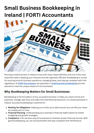 Small Business Bookkeeping Services In Ireland