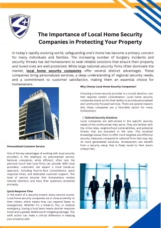 The Importance of Local Home Security Companies in Protecting Your Property