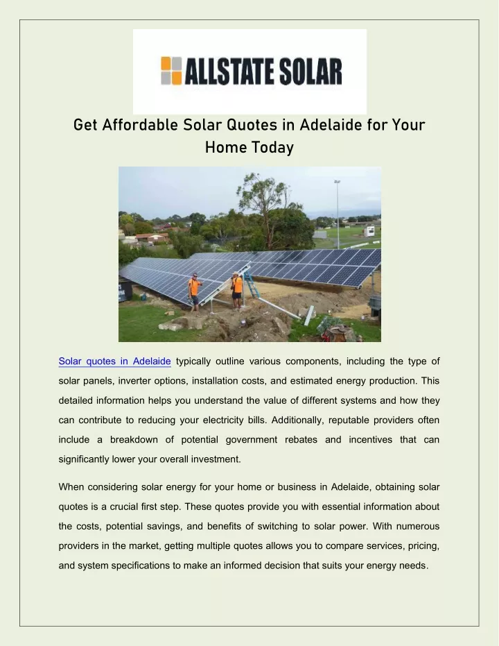 get affordable solar quotes in adelaide for your