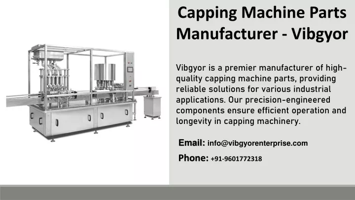 capping machine parts manufacturer vibgyor