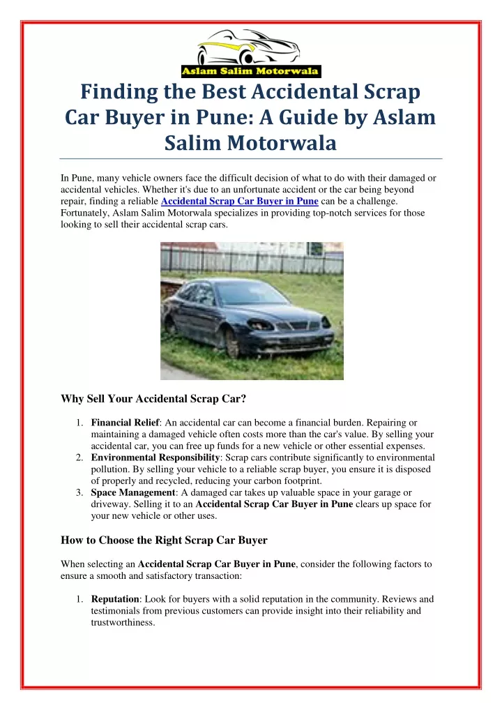 finding the best accidental scrap car buyer