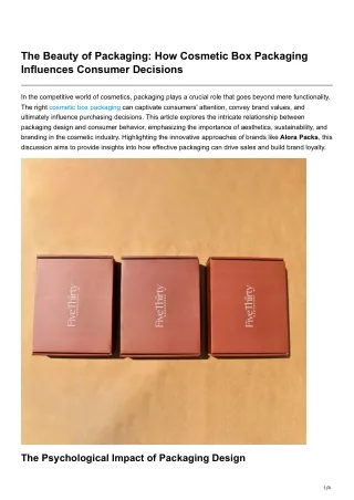 The Beauty of Packaging How Cosmetic Box Packaging Influences Consumer Decisions