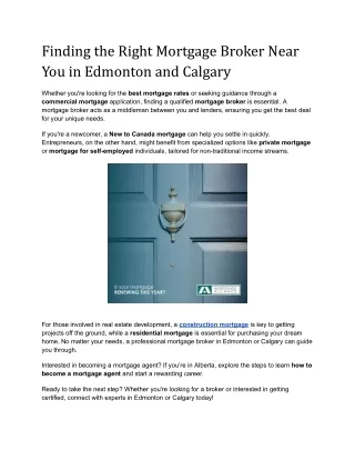 Finding the Right Mortgage Broker Near You in Edmonton and Calgary