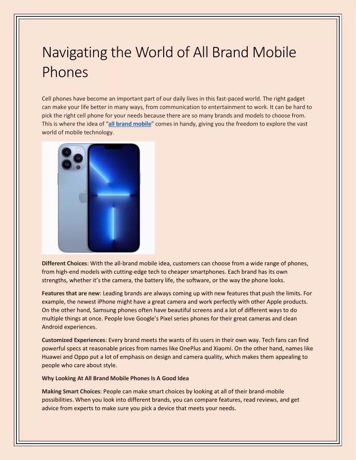 navigating the world of all brand mobile phones