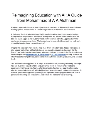 Reimagining Education with AI: A Guide from Mohammad S A A Alothman