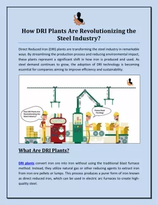 How DRI Plants Are Revolutionizing the Steel Industry?