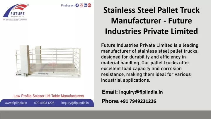 stainless steel pallet truck manufacturer future