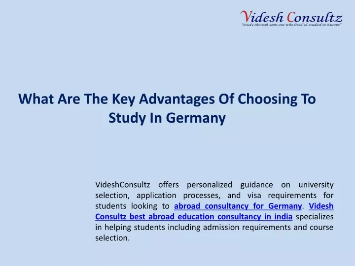 what are the key advantages of choosing to study in germany