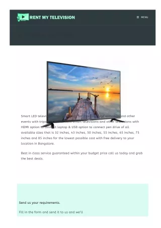 Smart LED Television RentalHire  Any Location In Bangalore