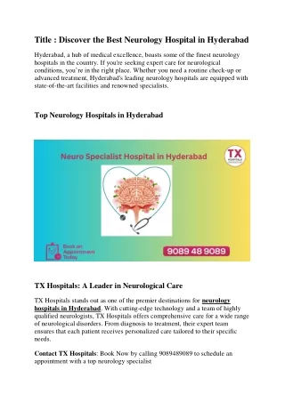 title discover the best neurology hospital