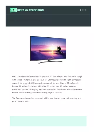 Renthire UHD Televisions In Bangalore For Weddings &amp; Events