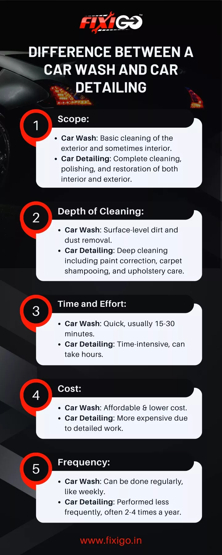 difference between a car wash and car detailing