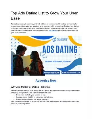 Top Ads Dating List to Grow Your User Base