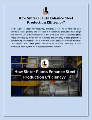 How Sinter Plants Enhance Steel Production Efficiency?