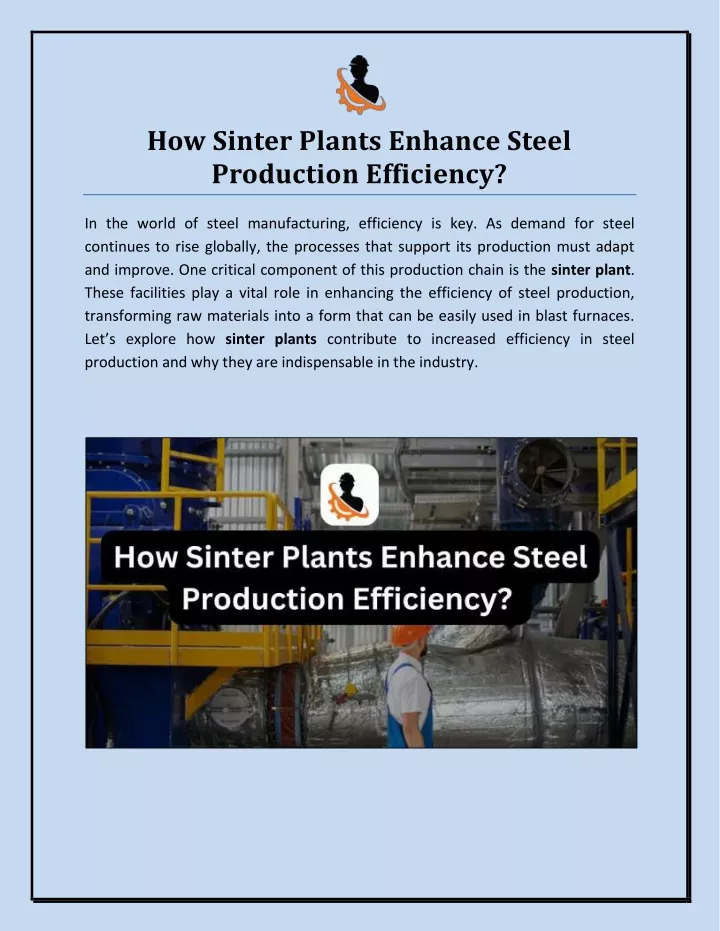 how sinter plants enhance steel production