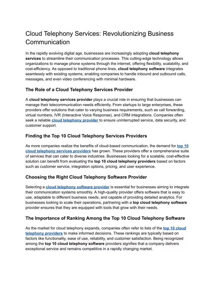 cloud telephony services revolutionizing business