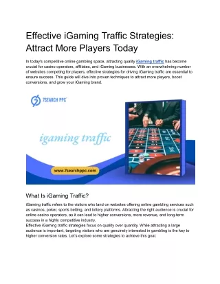 effective igaming traffic strategies attract more