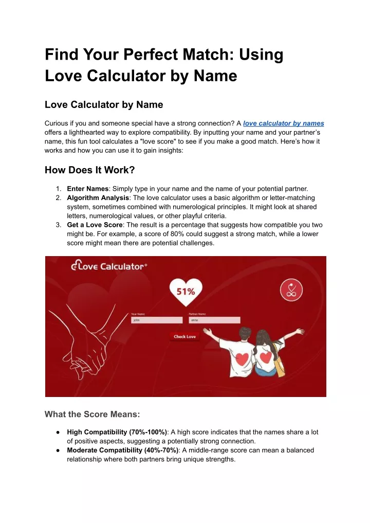 find your perfect match using love calculator