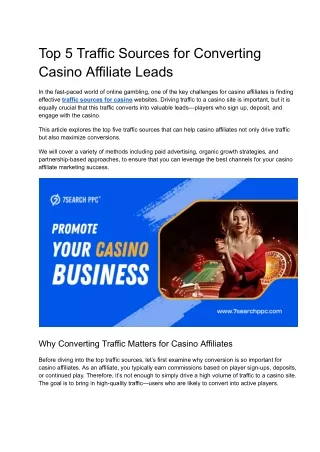 Top 5 Traffic Sources for Converting Casino Affiliate Leads