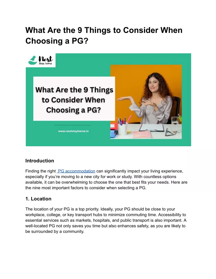 what are the 9 things to consider when choosing