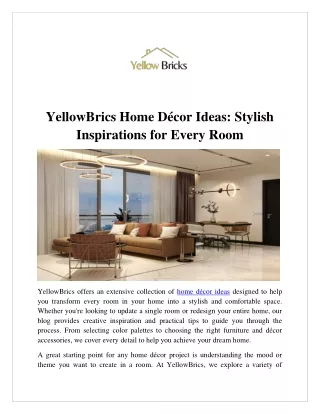 YellowBrics Home Décor Idea Stylish Inspirations for Every Room