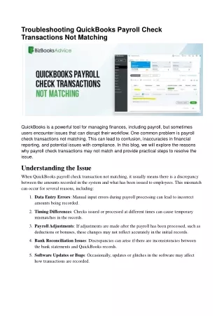 Resolve QuickBooks Payroll Check Mismatches