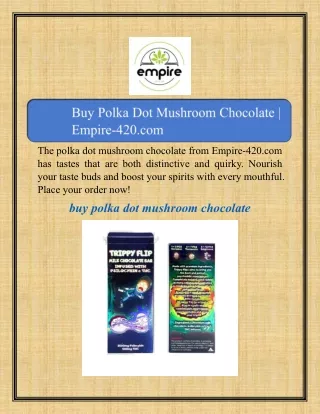 Buy Polka Dot Mushroom Chocolate | Empire-420.com