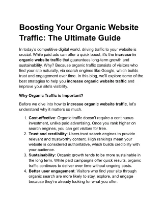 boosting your organic website traffic