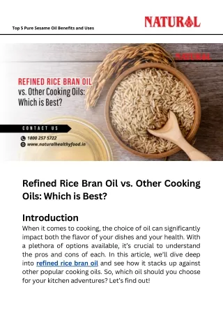 Refined Rice Bran Oil vs. Other Cooking Oils Which is Best