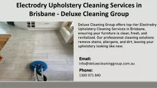 Electrodry Upholstery Cleaning Services in Brisbane - Deluxe Cleaning Group