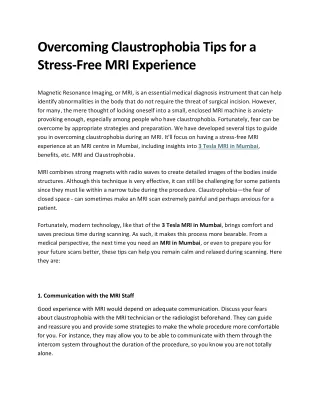 Overcoming Claustrophobia Tips for a Stress-Free MRI Experience