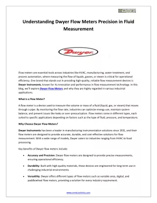 Understanding Dwyer Flow Meters Precision in Fluid Measurement