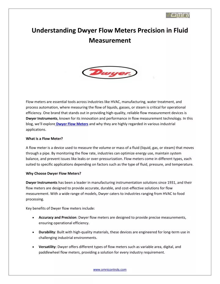 understanding dwyer flow meters precision