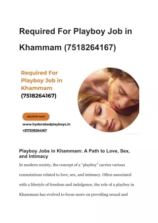 Required For Playboy Job in Khammam (7518264167)