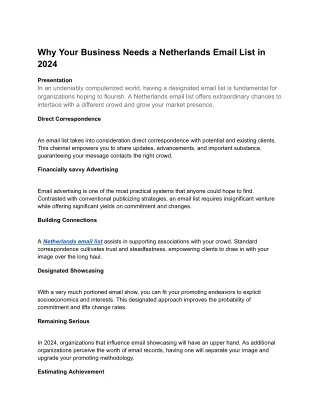 Why Your Business Needs a Netherlands Email List in 2024