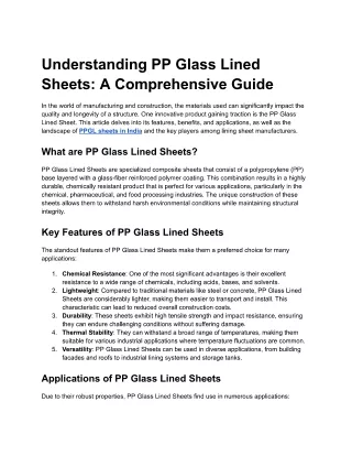 Understanding PP Glass Lined Sheets: A Comprehensive Guide