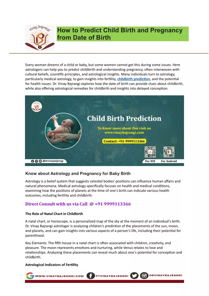 how to predict child birth and pregnancy from