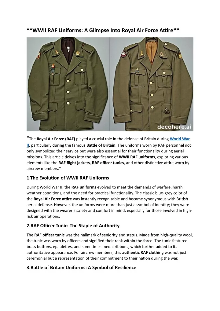 wwii raf uniforms a glimpse into royal air force