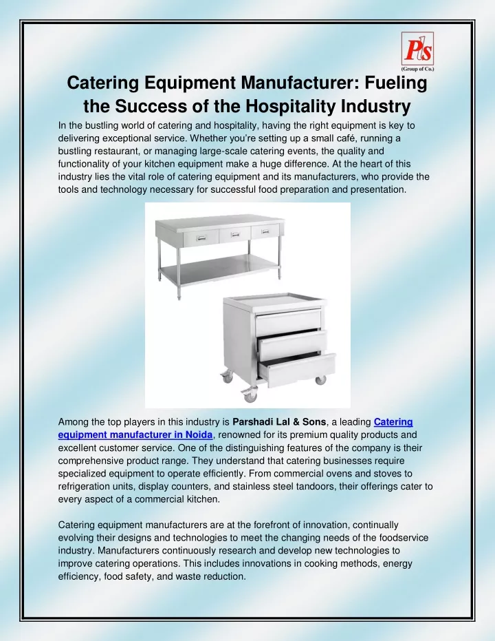 catering equipment manufacturer fueling