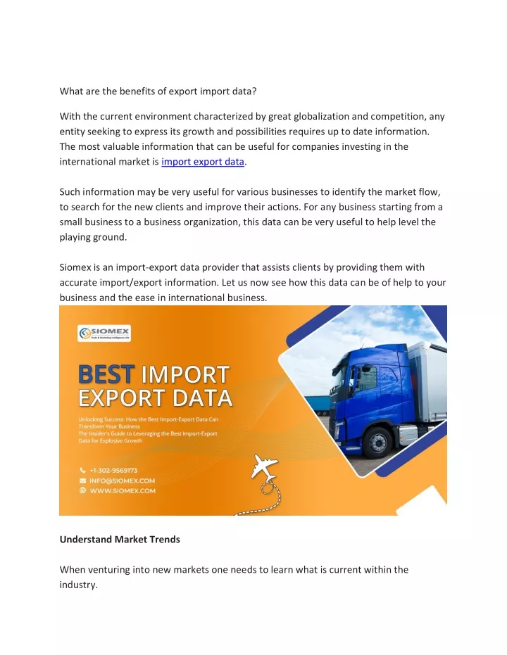 what are the benefits of export import data