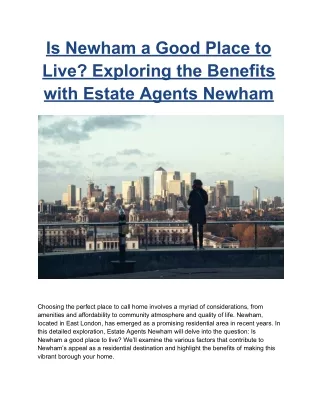 Is Newham a Good Place to Live_ Exploring the Benefits with Estate Agents Newham