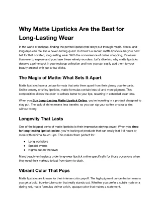 Why Matte Lipsticks Are the Best for Long-Lasting Wear