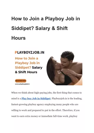 How to Join a Playboy Job in Siddipet_ Salary & Shift Hours
