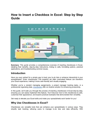 How to Insert a Checkbox in Excel - Step by Step Guide