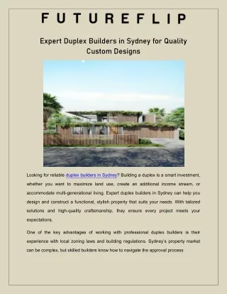 expert duplex builders in sydney for quality