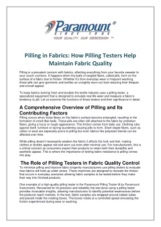 pilling in fabrics how pilling testers help