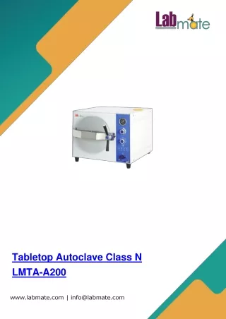 Tabletop Autoclave Class N LMTA-A200