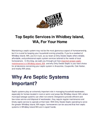 Top Septic Services in Anacortes WA, For Your Home