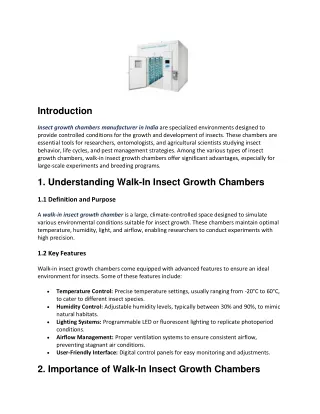 Walk-in insect growth chambers manufacturer in India